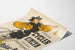 Vintage advertising poster for bicycle in black and yellow