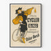 Vintage advertising poster for bicycle in black and yellow