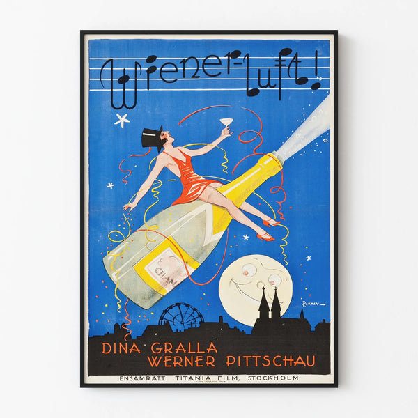Vintage Wierner Luft Poster - Art Deco Festive Wall Decoration