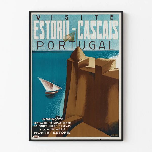 Vintage poster of Estoril Cascais Portugal for wall decoration