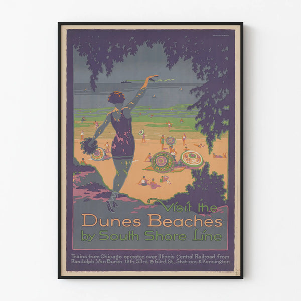 Vintage poster of Dunes Beaches South Shore Line