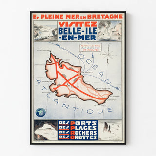 Vintage Poster of Belle-Île-en-Mer Brittany Tourist Map