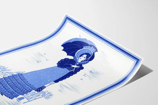 Vintage Poster of Woman with Blue Parasol