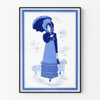 Vintage Poster of Woman with Blue Parasol