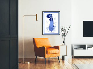Vintage Poster of Woman with Blue Parasol