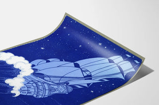 Blue Sailboat and Starry Nights Poster