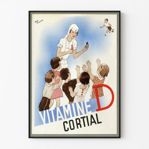 Vintage poster Vitamin D Cortial retro wall decoration
