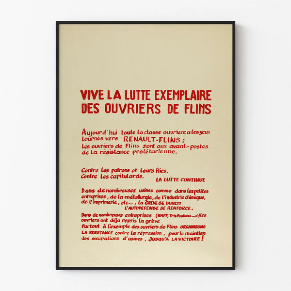 Poster Workers' Struggle Flins - Engaged Wall Decoration