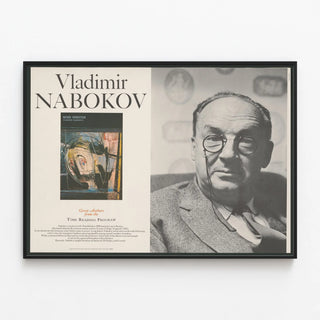 Vladimir Nabokov Poster - Literary Portrait and Biography — framed artwork on a wall
