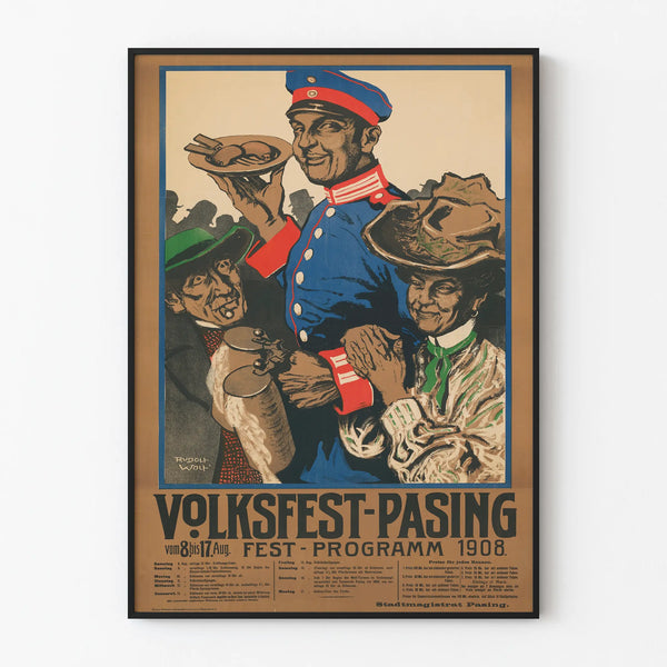 Vintage poster Volksfest Pasing 1908 wall decoration