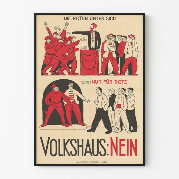 Vintage German propaganda poster Volkshaus Nein decorative