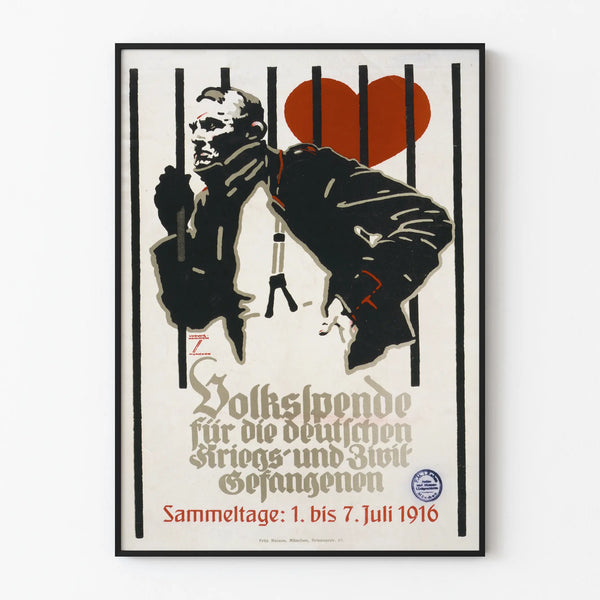German vintage poster for prisoners of war - Historic wall decoration