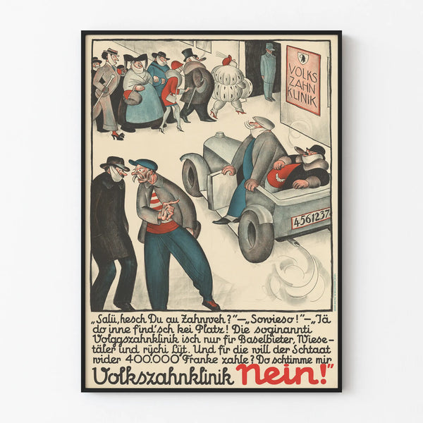 Vintage poster of Volkszahnklinik - Humorous wall decoration