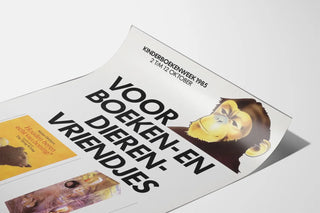 Kinderboekenweek 1985 Poster - Illustration of a monkey and children's books