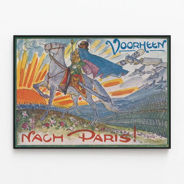 Vintage poster Voorheen Nach Paris historical wall decoration — framed artwork on a wall