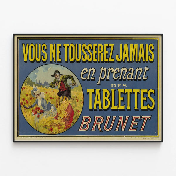 Vintage Brunet Tablets Advertising Poster — framed artwork on a wall