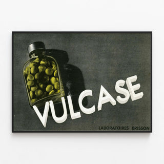 Vintage Advertising Poster Vulcase Brisson Laboratories — framed artwork on a wall