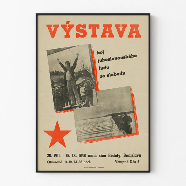 Vintage poster for the exhibition "Struggle for the Freedom of the Yugoslavian People" 1946