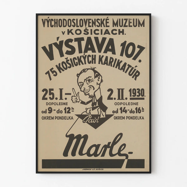 Vintage poster of the Kosice caricature exhibition 1930