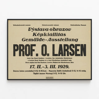 Art Exhibition Poster by Prof. O. Larsen 1929 — framed artwork on a wall