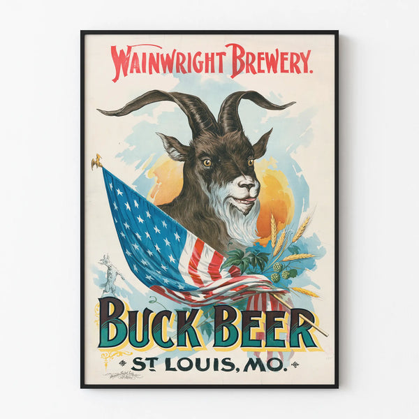 Vintage Buck Beer Poster Wainwright Brewery St. Louis