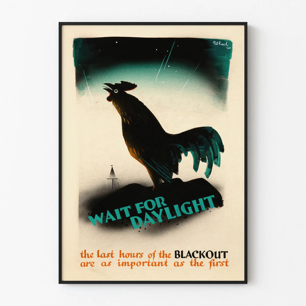 Decorative poster Rooster « Wait For Daylight » vintage