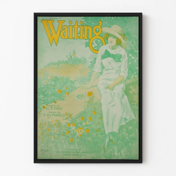 Vintage Poster Waiting - Retro and Poetic Wall Decoration