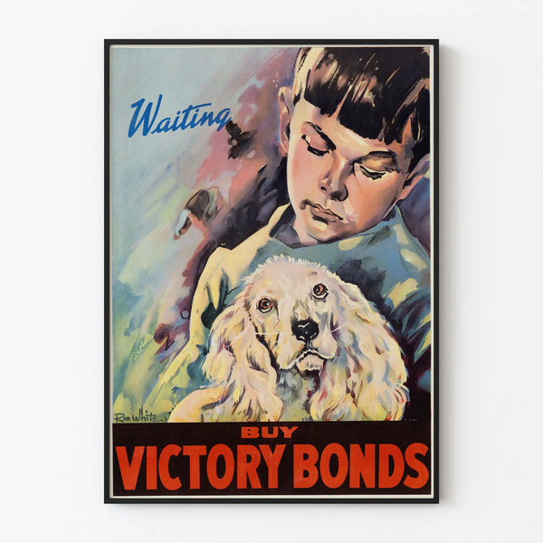 Vintage Poster Waiting to Purchase Victory Bonds Retro Wall Decoration