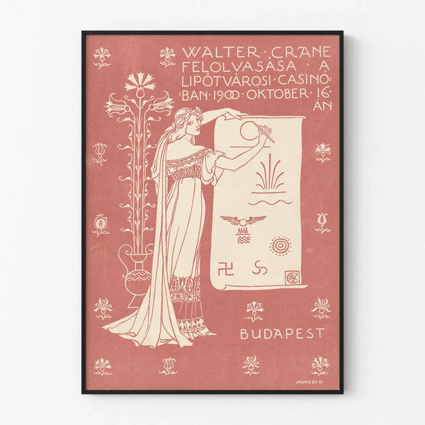 Vintage Walter Crane Poster Lecture Budapest 1900 Wall Decoration