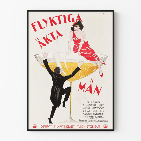 Vintage poster Flyktinga Äkta Män - Retro wall decoration