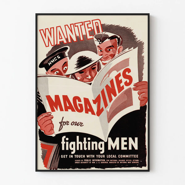 Vintage Poster Wanted Magazines for Our Fighting Men