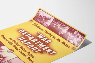 Vintage War Department Report Poster with authentic combat scenes