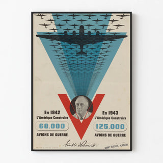 Vintage Poster of Warplanes 1942-1943 USA