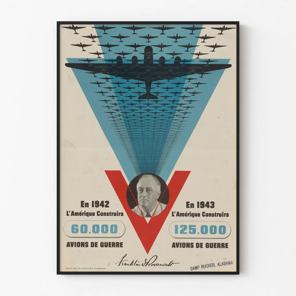 Vintage Poster of Warplanes 1942-1943 USA