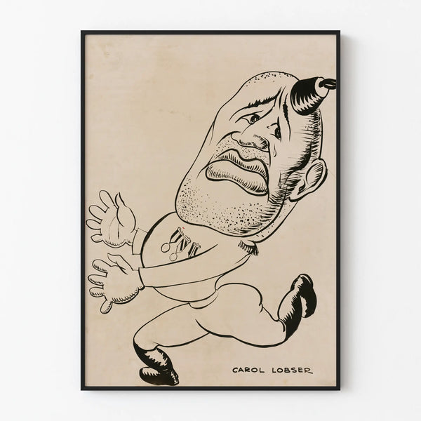 Black and White Caricature Poster of Soldier with Medal