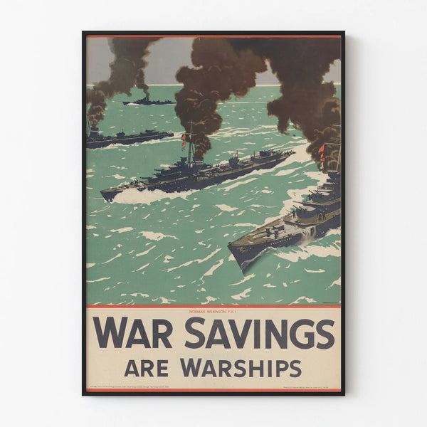 War Savings Are Warships Wall Decoration Poster - Vintage Military Ships Poster