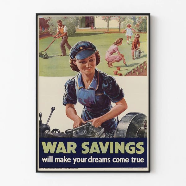 Vintage War Savings Poster - Retro Wall Decoration