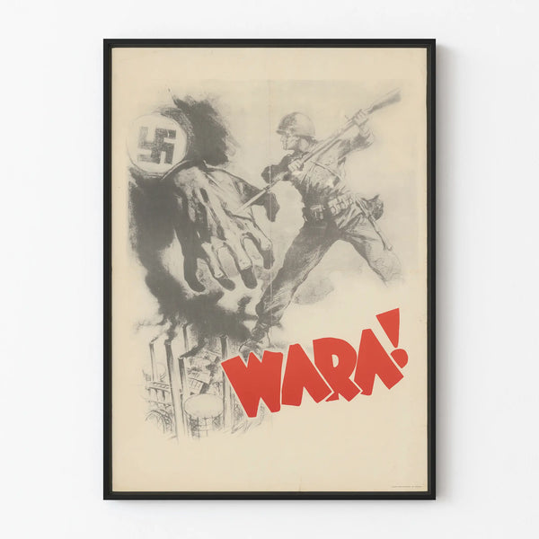 Vintage wall decoration poster War with soldier and Nazi symbol