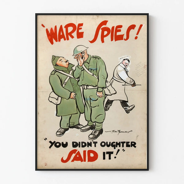 Vintage War Poster - WARE SPIES! Retro Wall Decoration