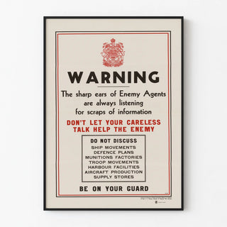 Vintage Safety Poster - Warning Surveillance of Enemy Agents
