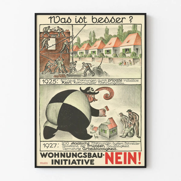 German vintage poster on housing and construction initiative