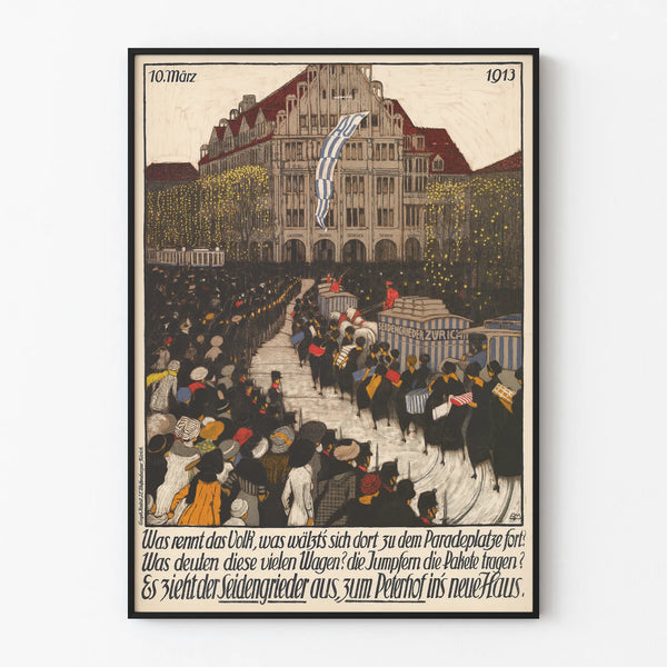 Vintage Zurich Paradeplatz 1913 Poster Wall Decoration