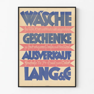 Vintage Advertising Poster Wasche Gifts Sale Lang & Cie