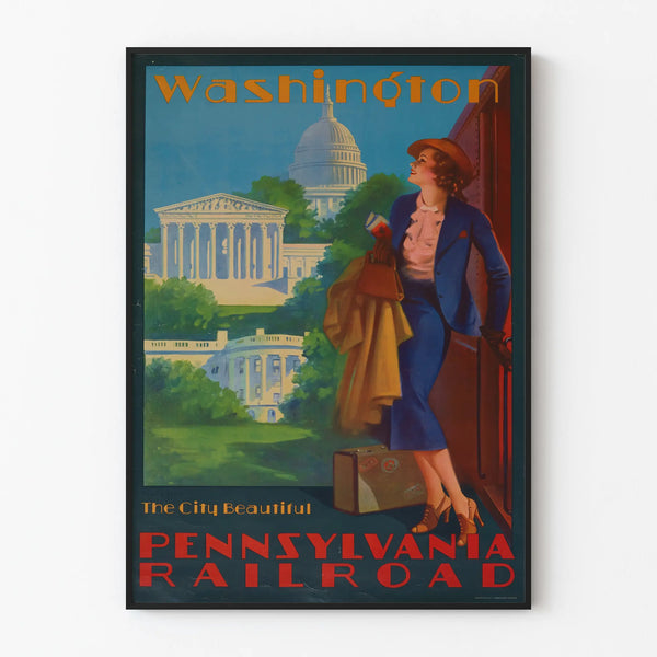Vintage Washington Pennsylvania Railroad Poster Wall Decoration