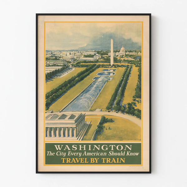 Vintage Washington Poster - Train Journey to the American Capital