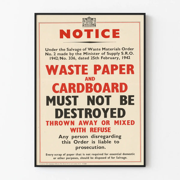Vintage poster on paper and cardboard preservation 1942