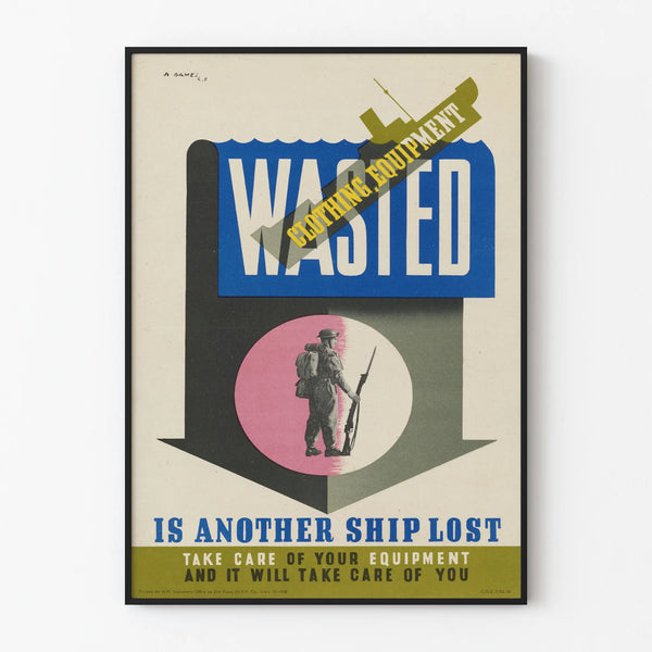 Wall decoration poster Wasted Clothing Equipment - Military caution message