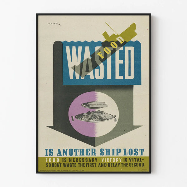 Vintage Food Waste Prevention Poster - Committed Wall Decoration