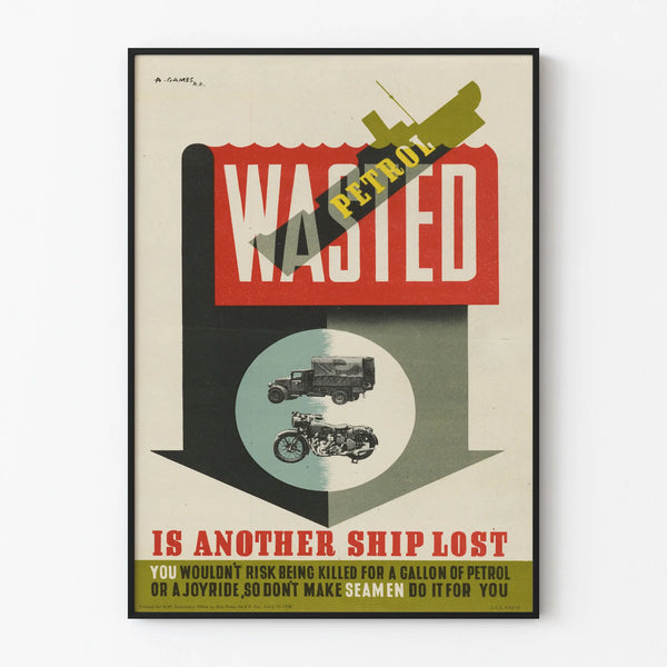 Vintage poster warning about oil waste - Retro wall decoration