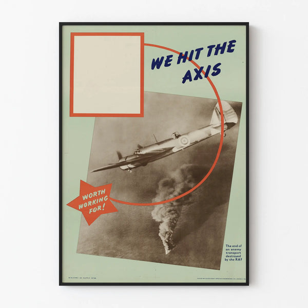 Vintage Poster We Hit The Axis - Military Wall Decoration